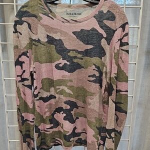 Zadig & Voltaire Pink and Green Camo Long Sleeve Tee